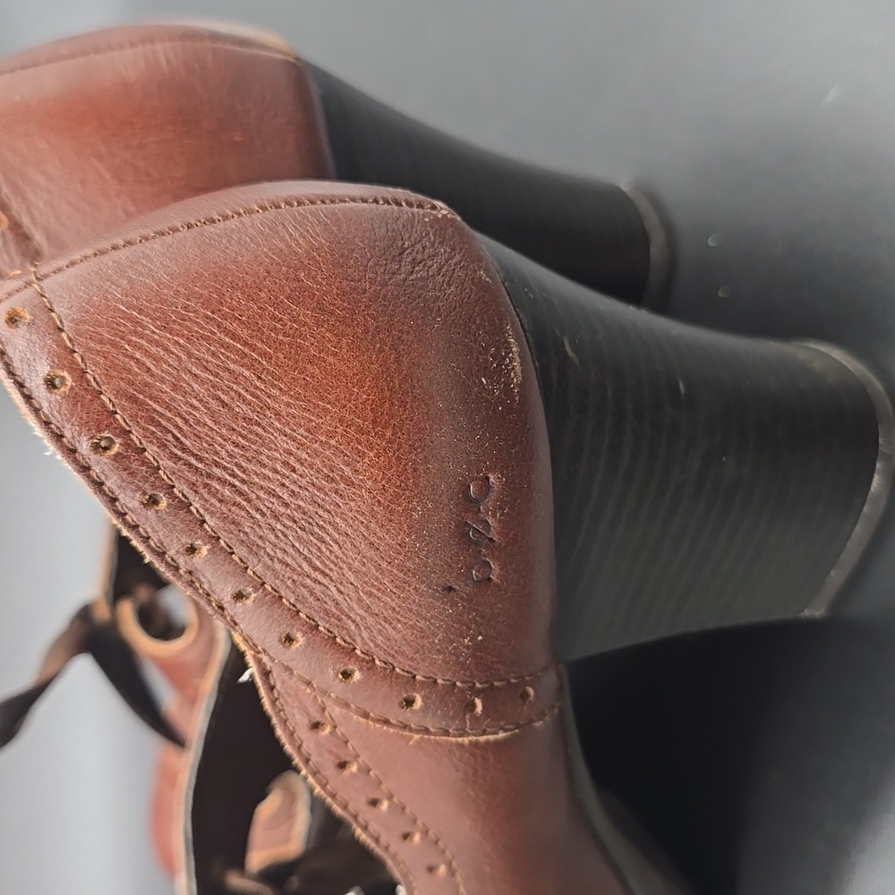 B.O.C. | Women's Shoes | Classic Brown | Lace-Up | Heeled Mary Janes | Size 10 - Picture 3 of 6